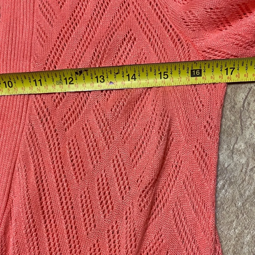 Croft & Barrow Vibrant Coral Size Medium Open Knit Cardigan Spring - Picture 8 of 9